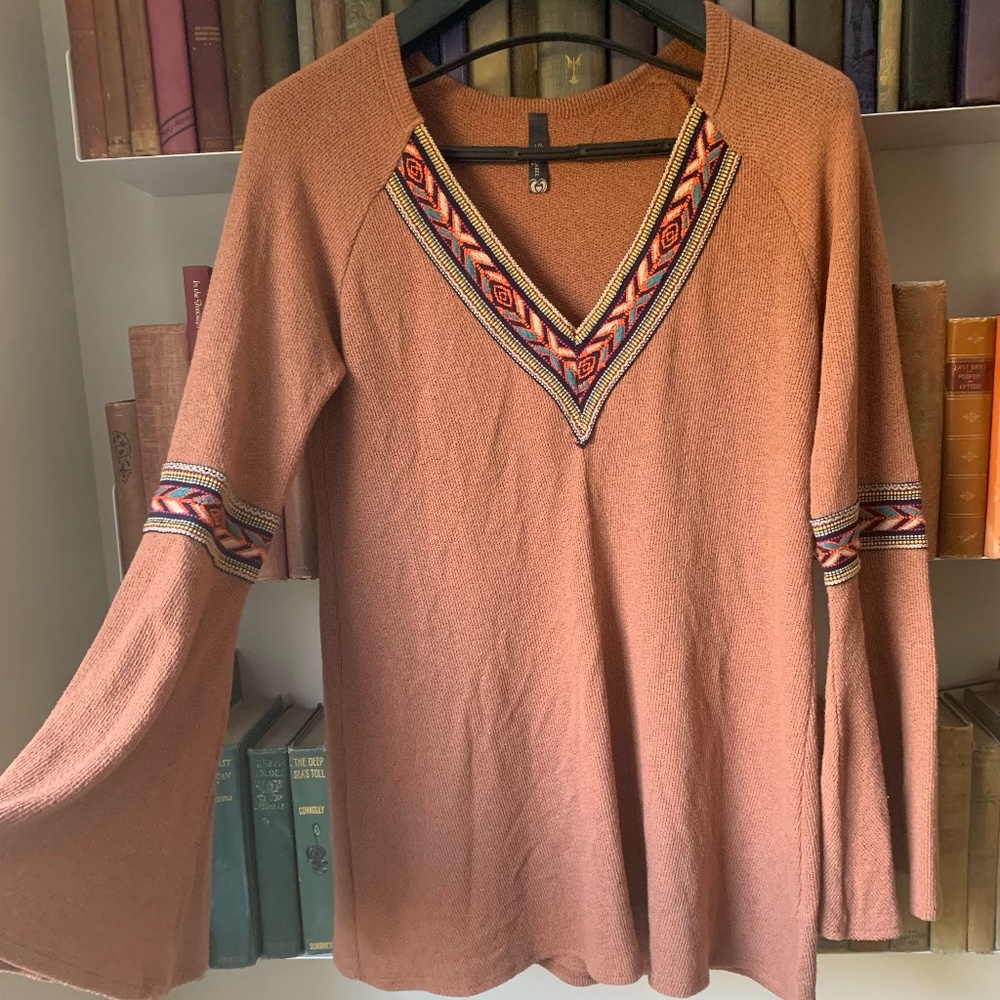 Brown/Rust Peplum Sleeve Shirt